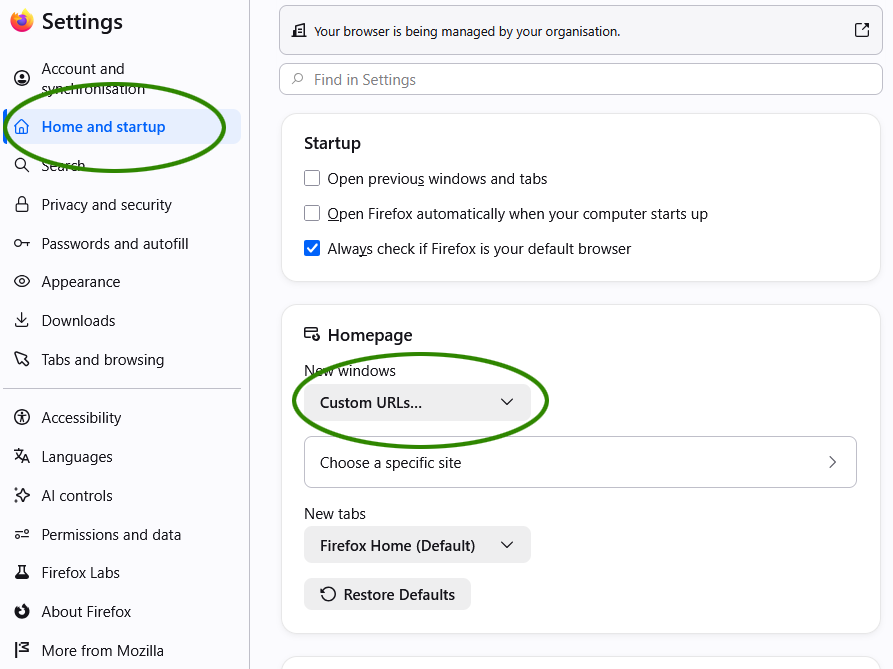 Set Kadaza to open when Firefox starts